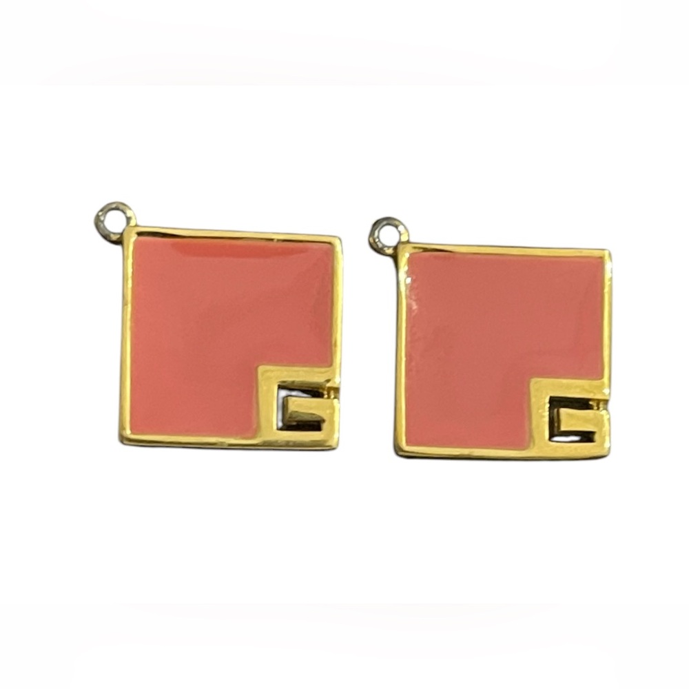 Givenchy Authentic  Vintage Pendants Gold and Pink Square -Preowned